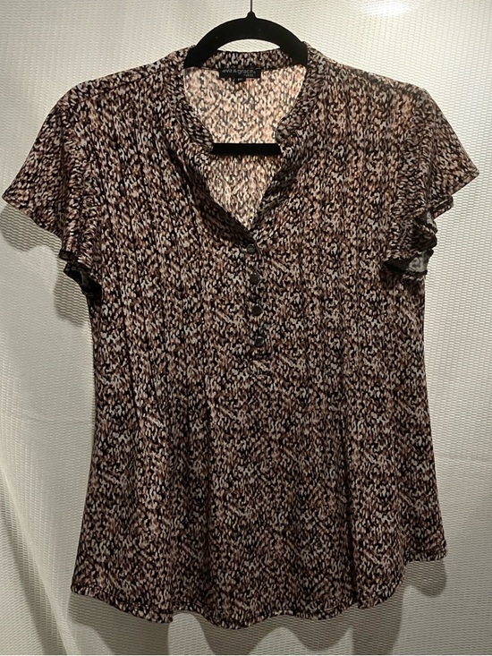Ava & Grace Tops - Ava & Grace Brown Speckled Short-Sleeve Blouse